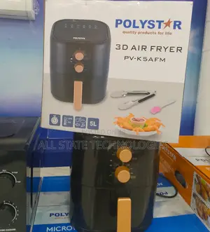 Polystar Oil-Less 3d Air Fryer 5 Liter Black