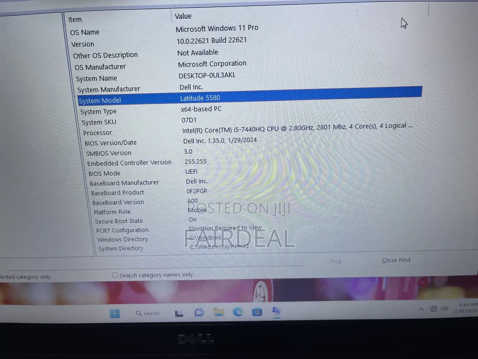 Laptop Dell Latitude 15 5580 8GB Intel Core i5 SSD 256GB