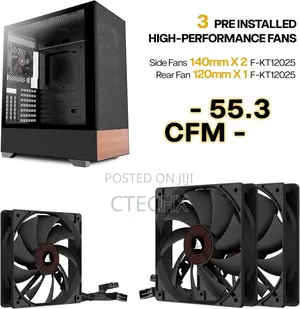 Kediers Gaming Desktop Pc Case Atx 3 Fans Pre-Installed, Walnut Wood
