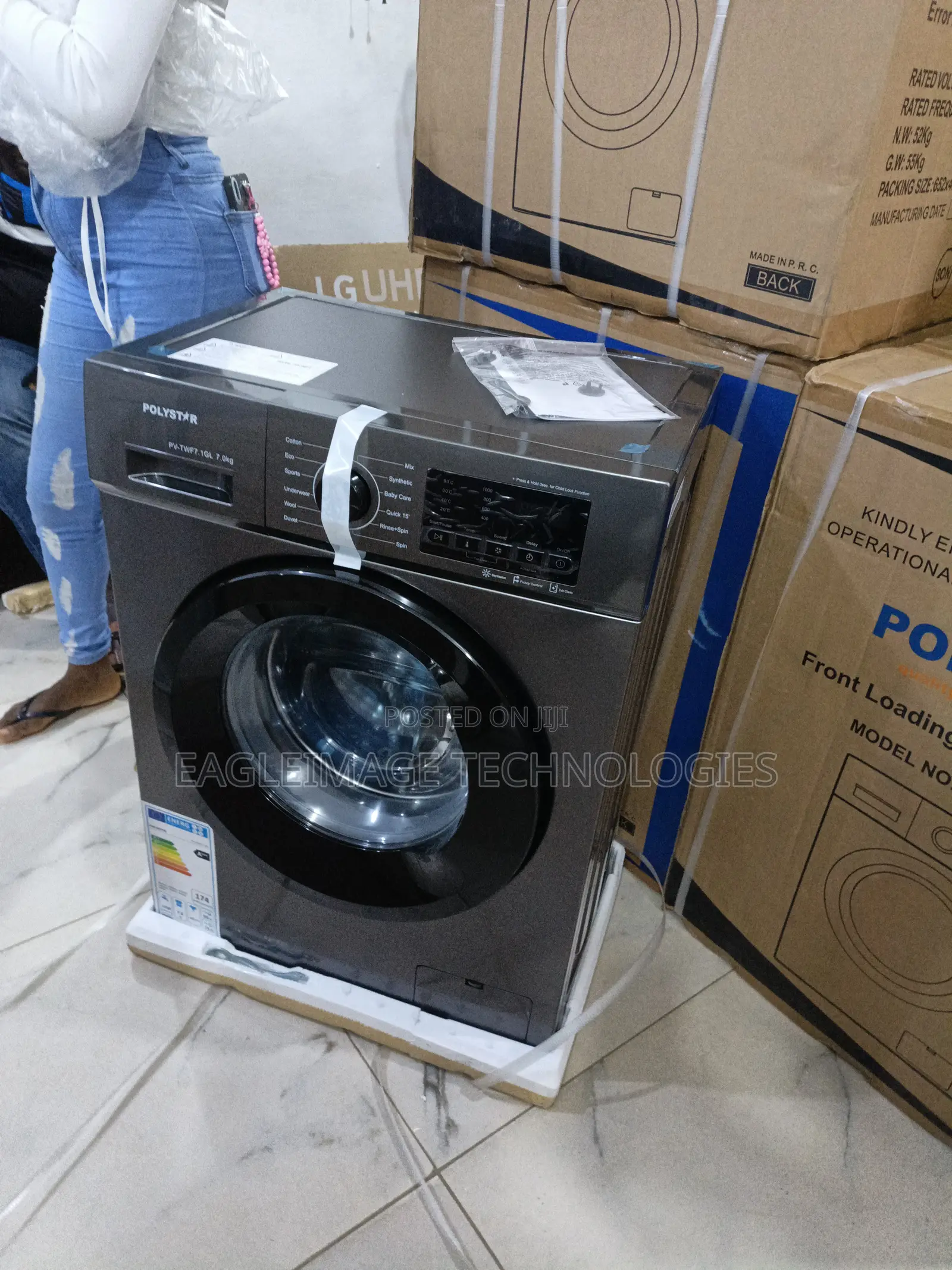 Polystar 7kg Capacity Front Load Washer (Black)