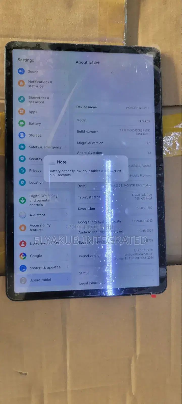 New Honor Pad X9 128 GB Gray