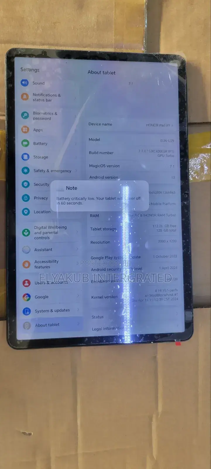 New Honor Pad X9 128 GB Gray
