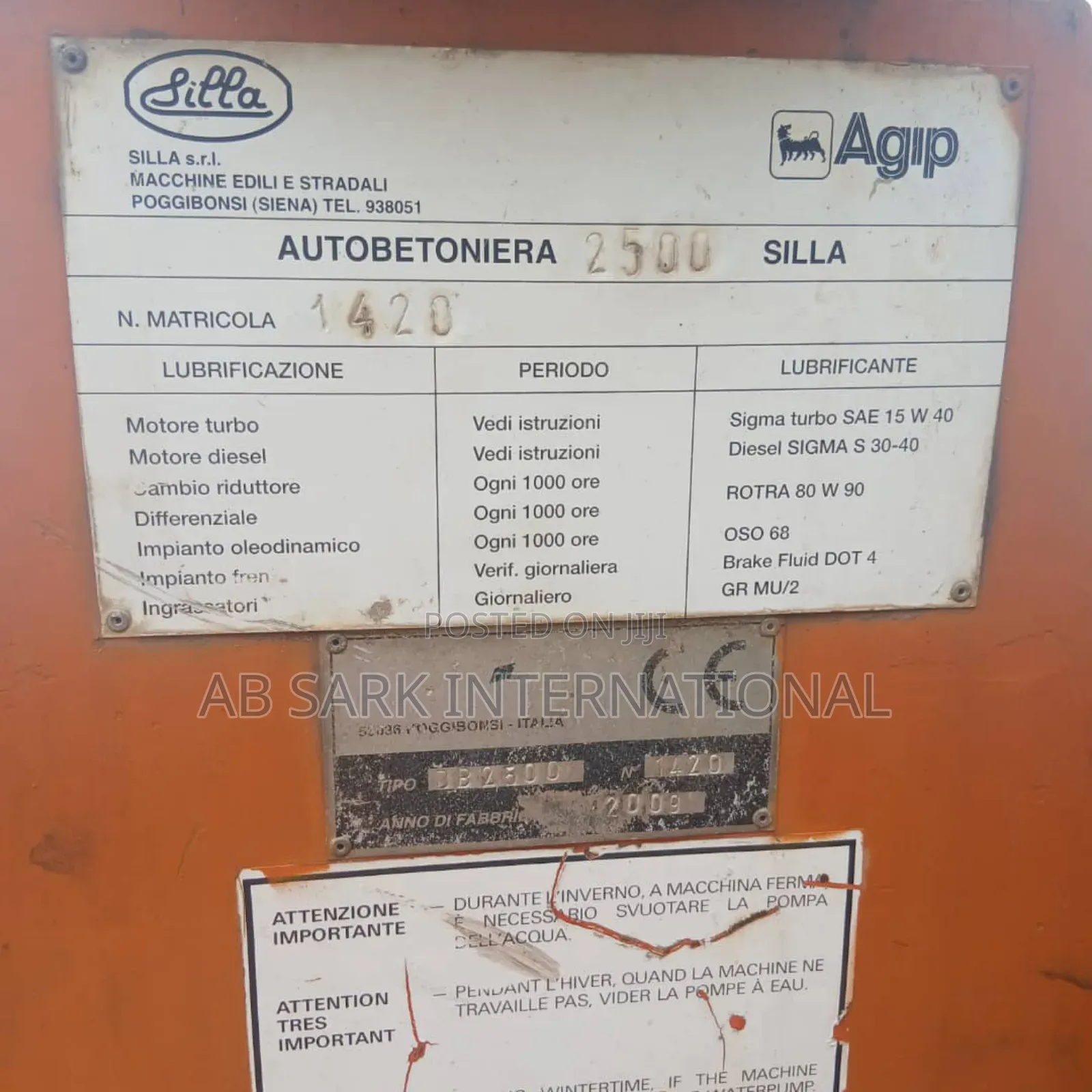 2.5 CBM Silla (Made in Italy) Self Loading Concrete Mixer