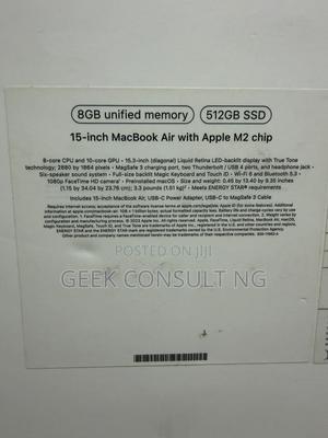 New Laptop Apple MacBook Air 2023 M2 8GB Apple M2 SSD 512GB