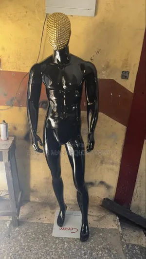Stone Face Glossy Black Huge Male Mannequin
