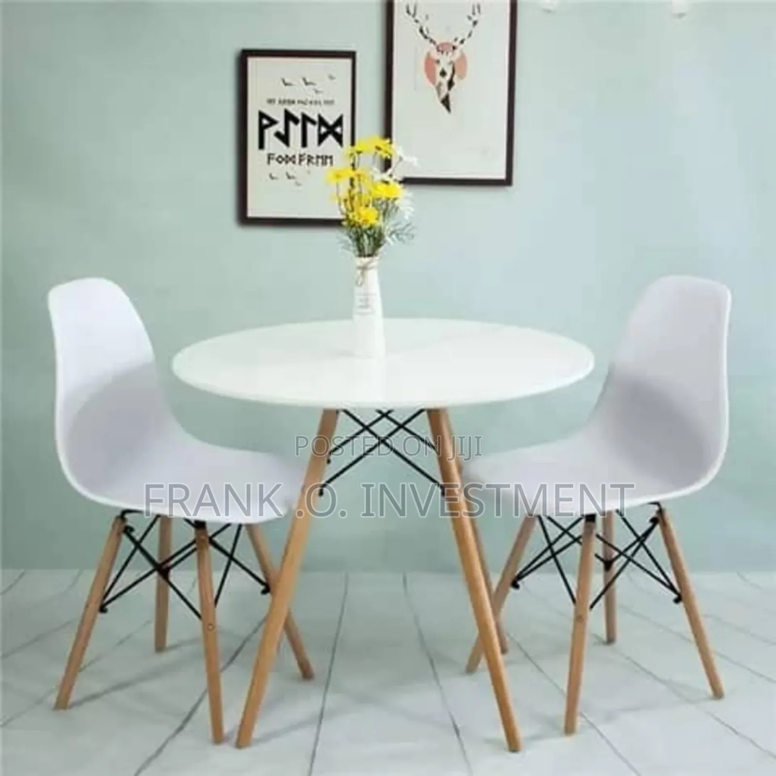 Restaurant Dining Table + 2 Chairs - White