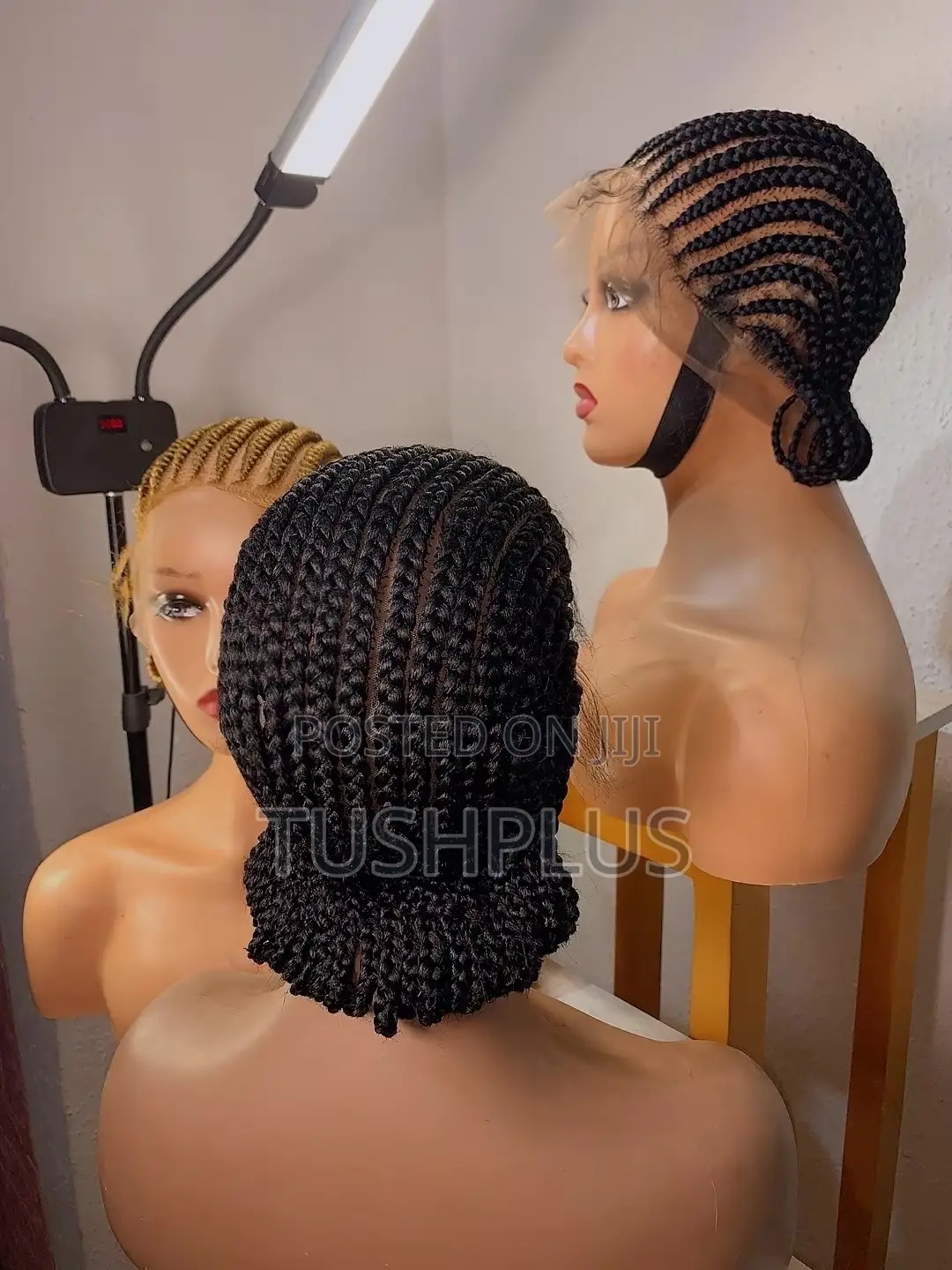 All Back Corn Row Wig