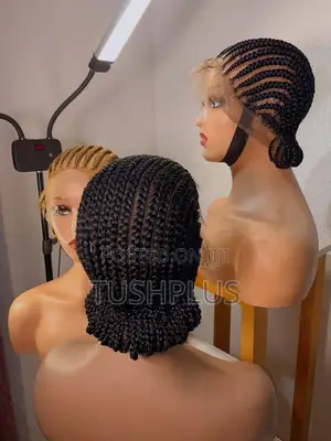 All Back Corn Row Wig