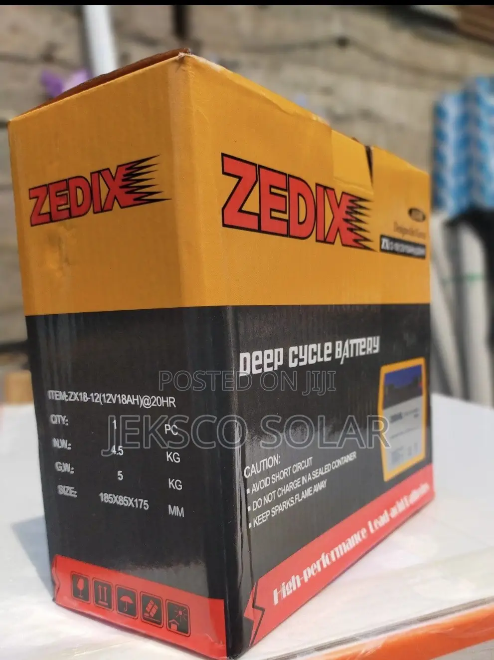 18ah Zedix Solar Drycell Battery, 12v