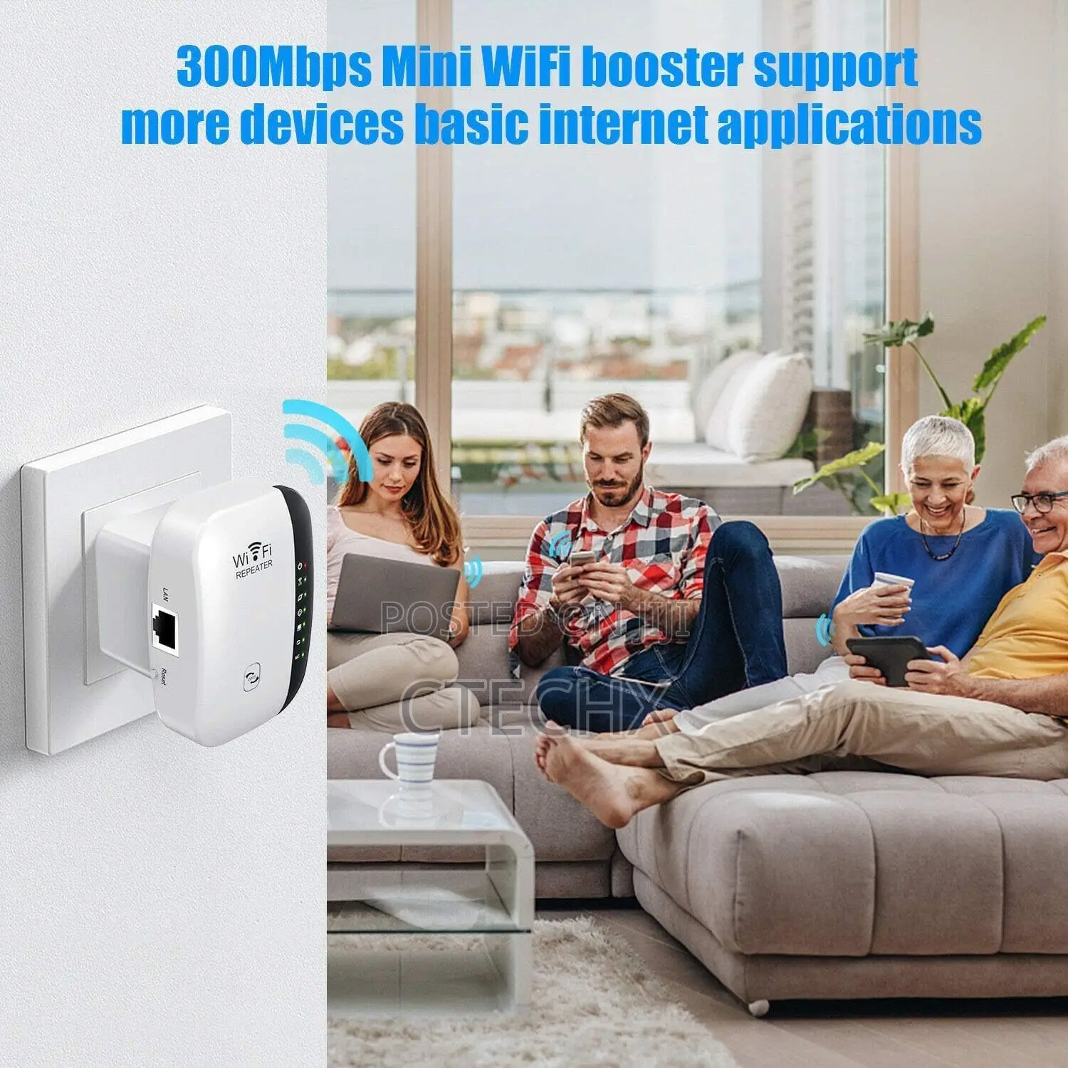 CRST Wifi Extender Booster With 3650 Sq.Ft Wider Coverage 300mbps