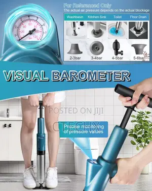 Toilet Plunger Heavy Duty High Pressure Unblocker Wit Visual Barometer