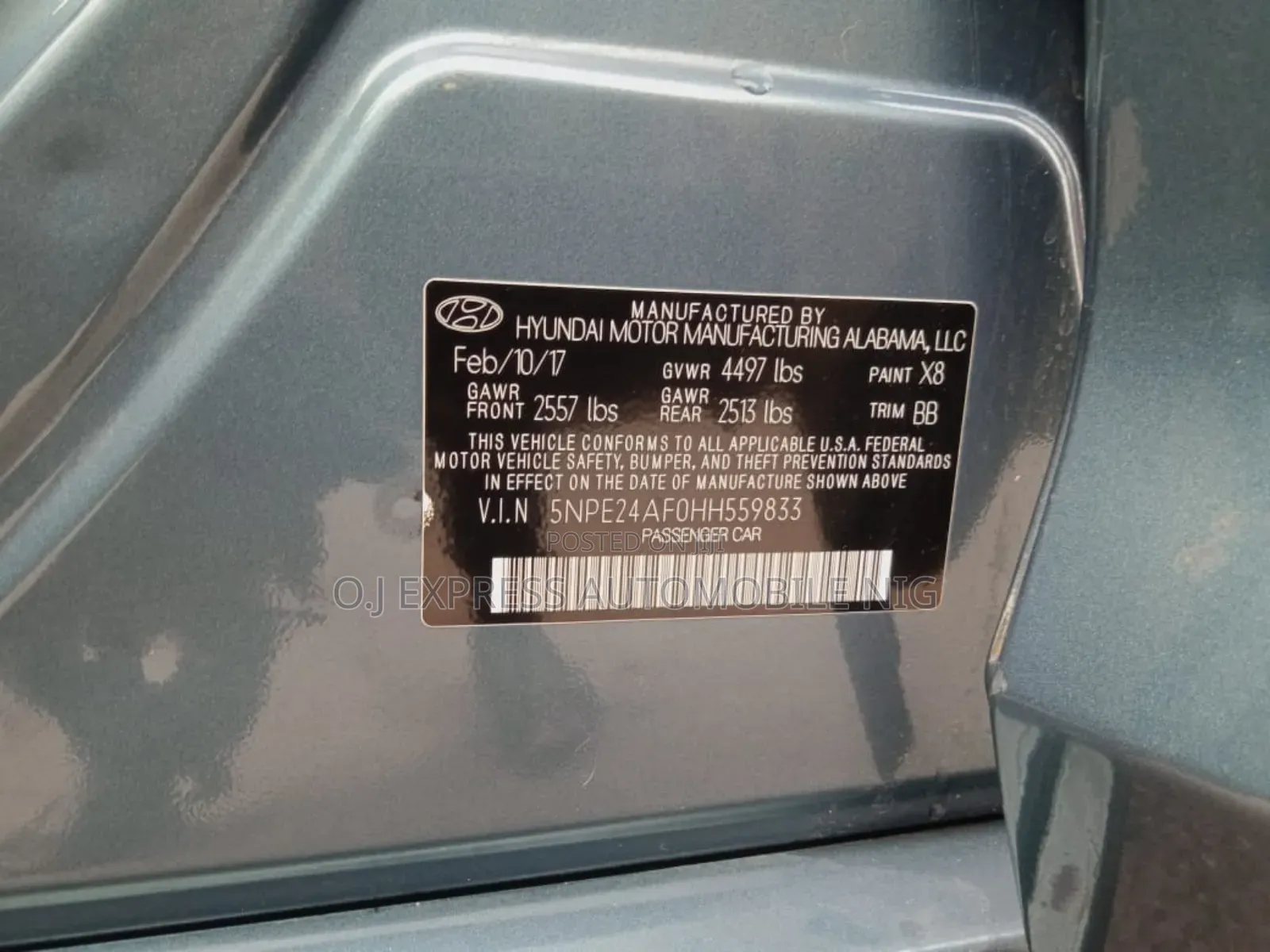 Hyundai Sonata SE 2017 Blue