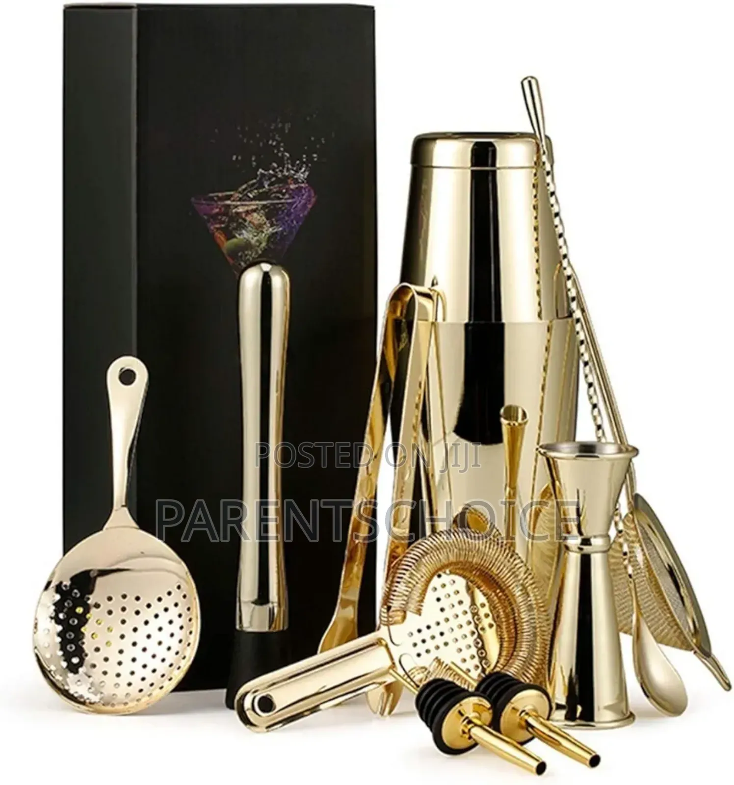 Premium Quality 10pcs Stainless Steel Bartender Tools Set Gold