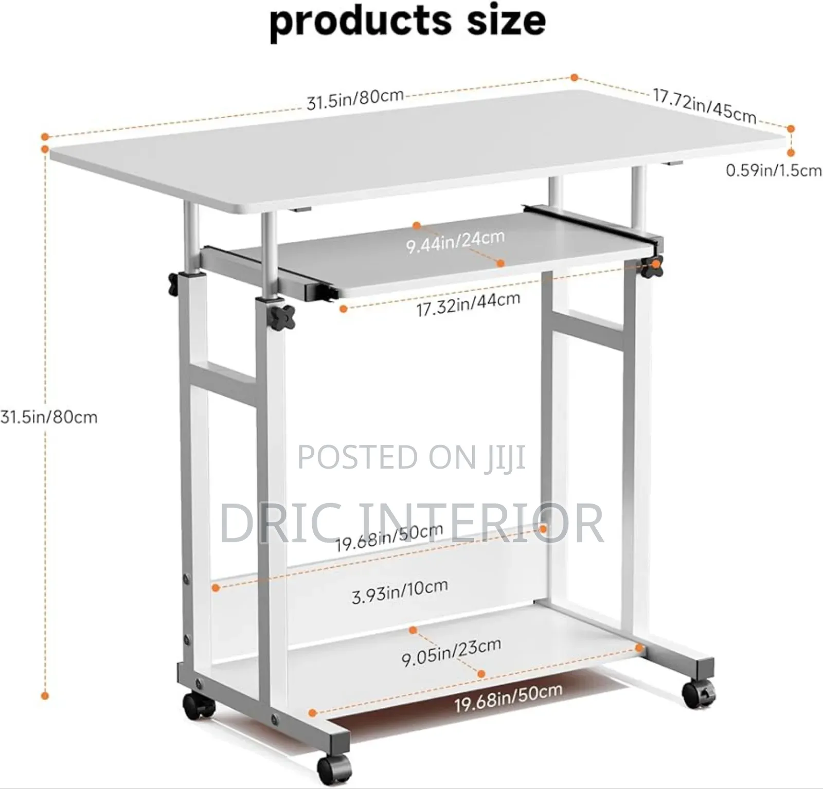 Adjustable 80cm Laptop Table With Drawer