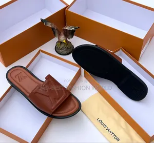 Brown Leather Louis Vuitton Slippers