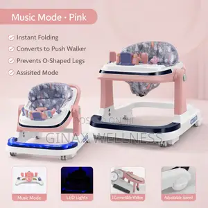 3-in-1 Premium Baby Walker With Led Lights and Adjustable Heights