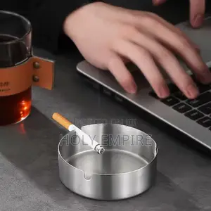 Stainless Steel Ashtray Round Tabletop Ashtrays Storage Tray Portable