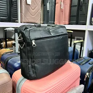 Professional Black Laptop Bag With Dual Handles and Red Trim