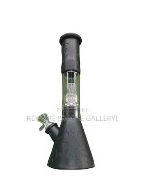 Black Honeycomb Silicone Beaker Bong With Glass