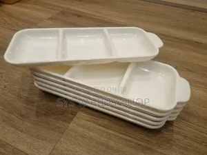 6 PCS of 3 Compartment Ceramics Serving Plates