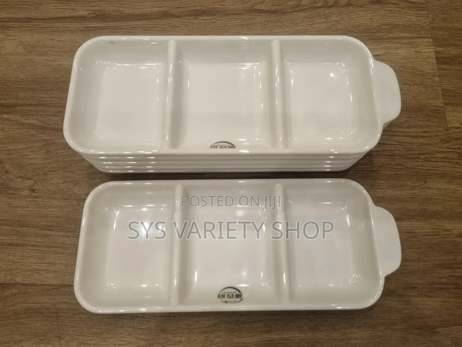 6 PCS of 3 Compartment Ceramics Serving Plates