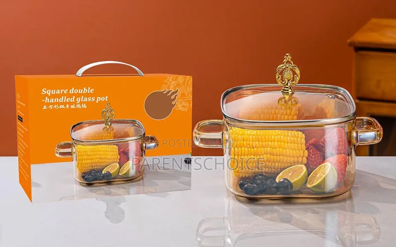 Gold Glass Saucepan Clear Cooking Pot