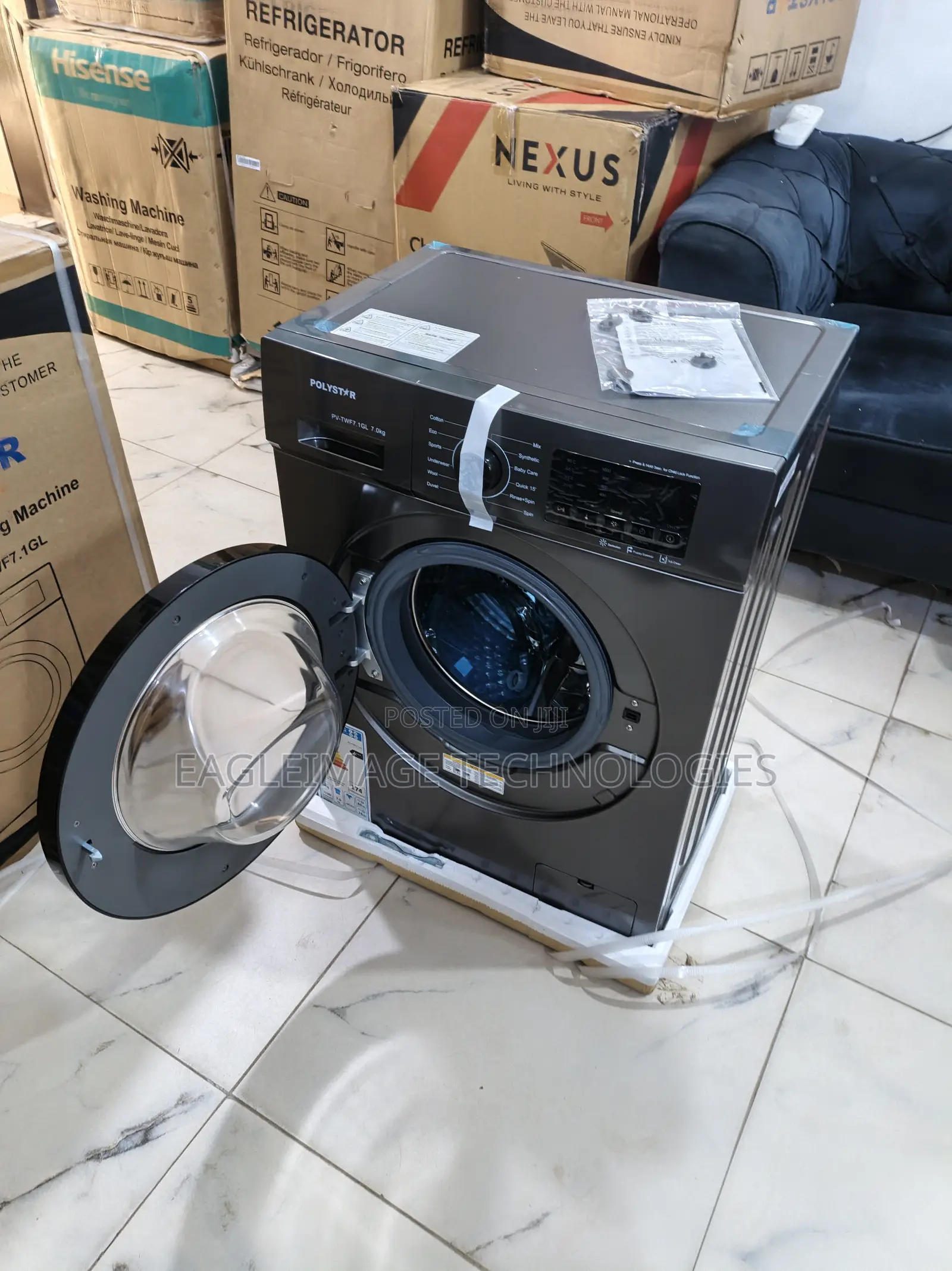 Polystar 7kg Front Load Washing Unit – Black
