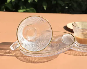 Luxurious Glass Cups and Saucer- 6pcs