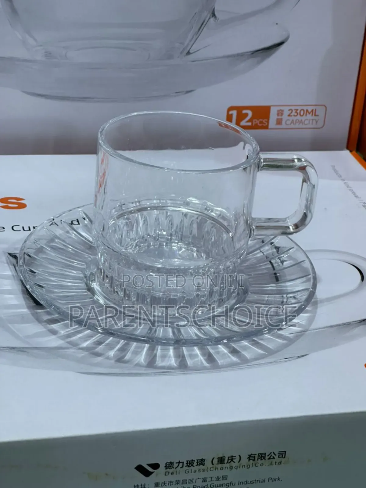 Glass Tea Cup Saucer 6 PCS Set