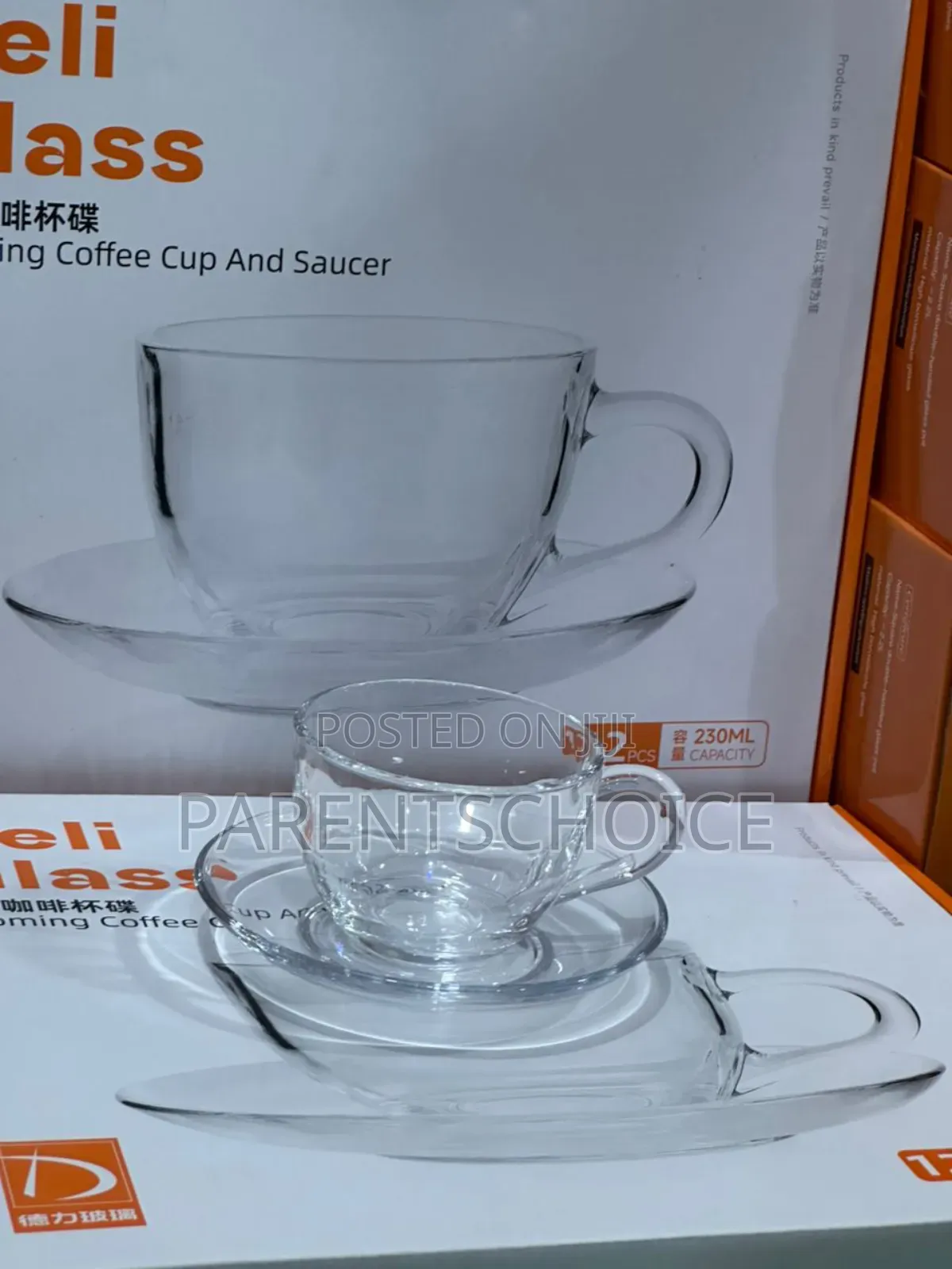 Glass Tea Cup Saucer 6 PCS Set