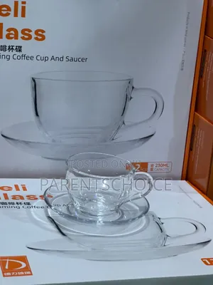 Glass Tea Cup Saucer 6 PCS Set