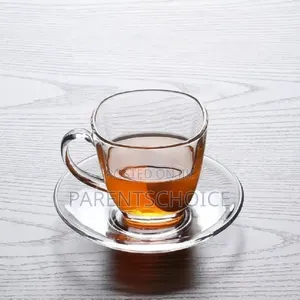 Glass Tea Cup Saucer 6 PCS Set
