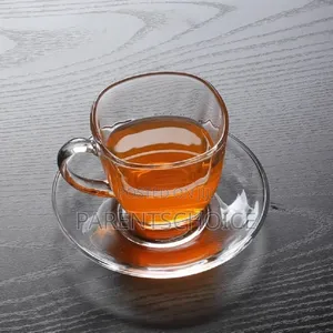 Glass Tea Cup Saucer 6 PCS Set