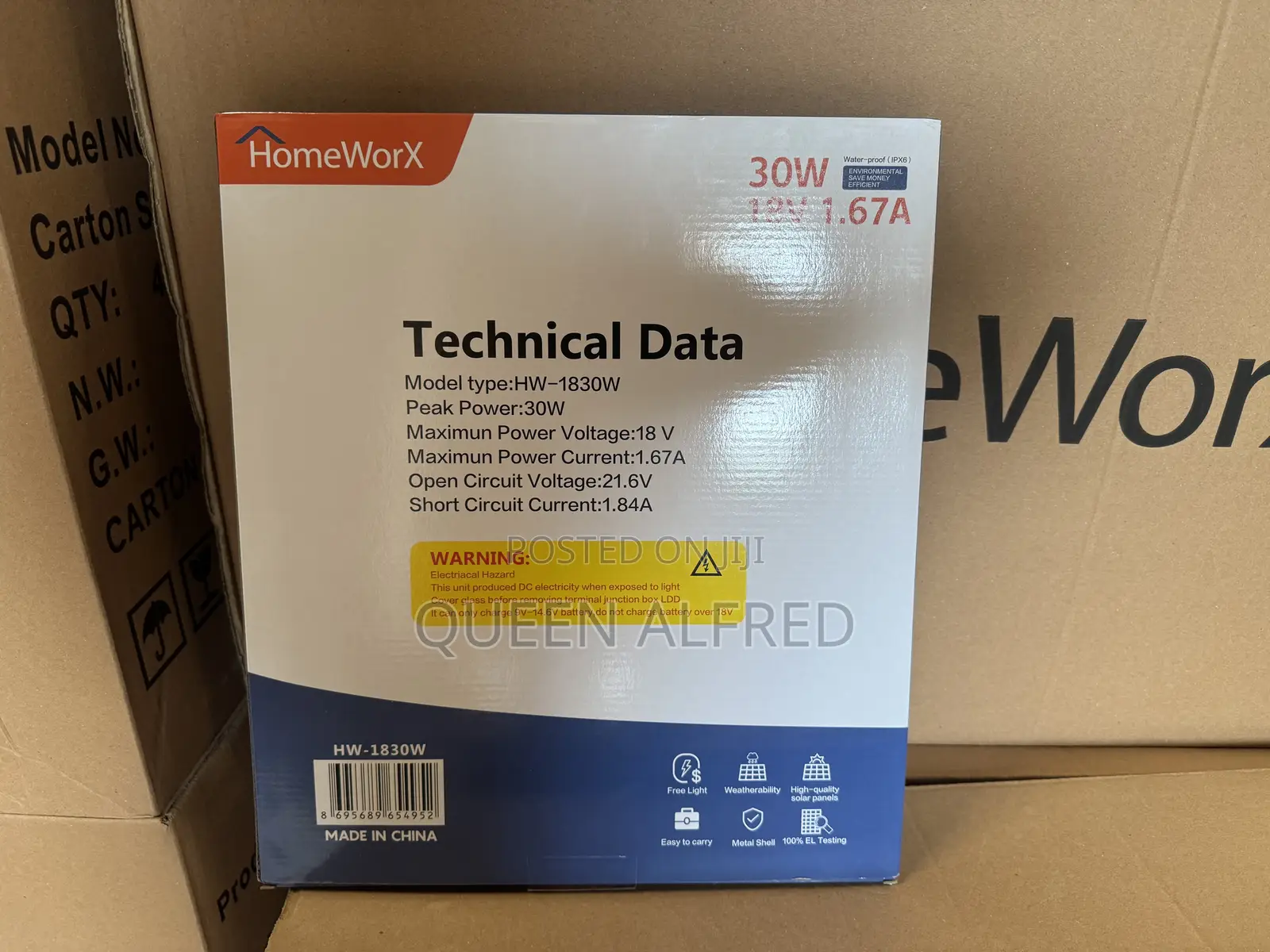 Homeworx 30w Solar Panel (Model:Hw-1830w)