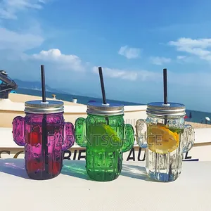 Faded Cactus Mason Jars 16oz / 454ml