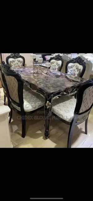 Royal Executive Marble Dining Table With Fabric Chairs