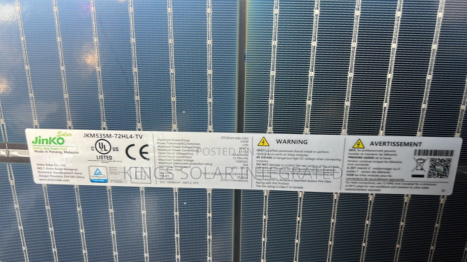 Jinko Panel Byfetcher 535w