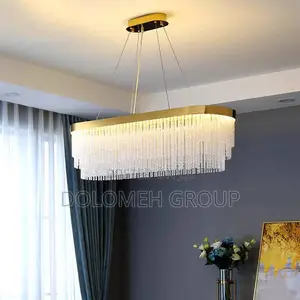 Gold Long Crystal Led Chandelier
