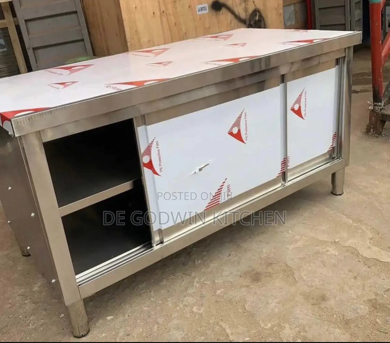 5ft Cabinet Stainless Steel Table