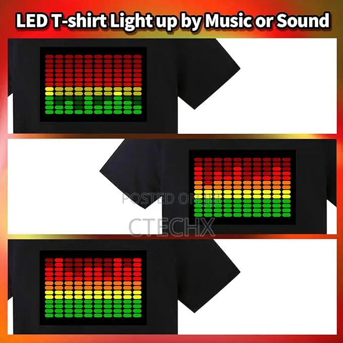 Soooec Led T-Shirt Sound Activated Equalizer Light Up for Party