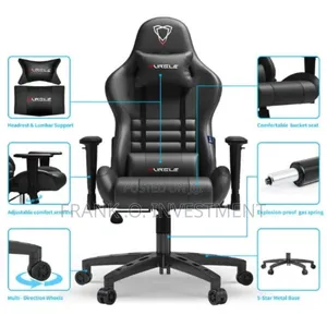 Furgle Computer Racing Gaming Ergonomic Chair + Footrest -Black