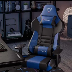 Furgle Computer Racing Gaming Ergonomic Chair + Footrest - Blue BLCK