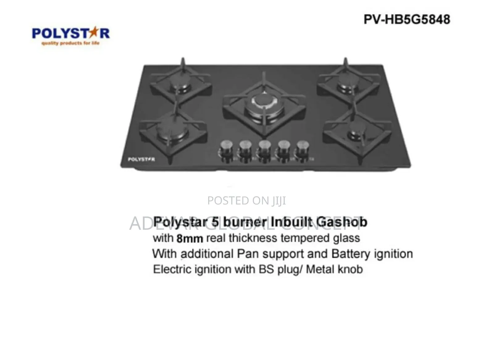 Polystar 5 Burner Cabinet Inbuilt Gashob Cooker