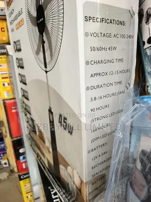 18" Inches Power Deluxe Rechargeable Standing Fan.