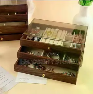 New Walnut Pattern Three-Layer Drawer Jewelry Storage Box