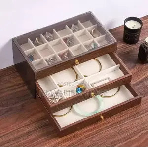 New Walnut Pattern Three-Layer Drawer Jewelry Storage Box