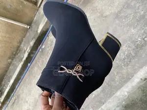 Ladies Black Ankle Boots With Gold Pendant Women Shoe