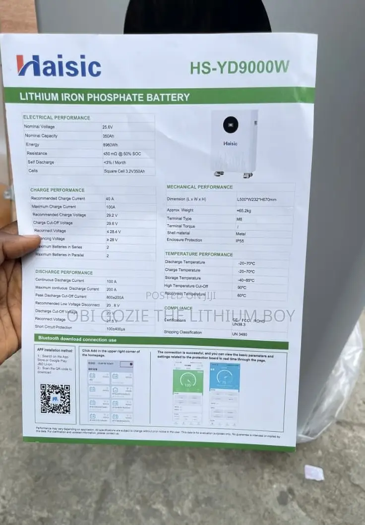 9kwh 25.6v Haisic Lithium Ion Battery. Best Importer and Distributor