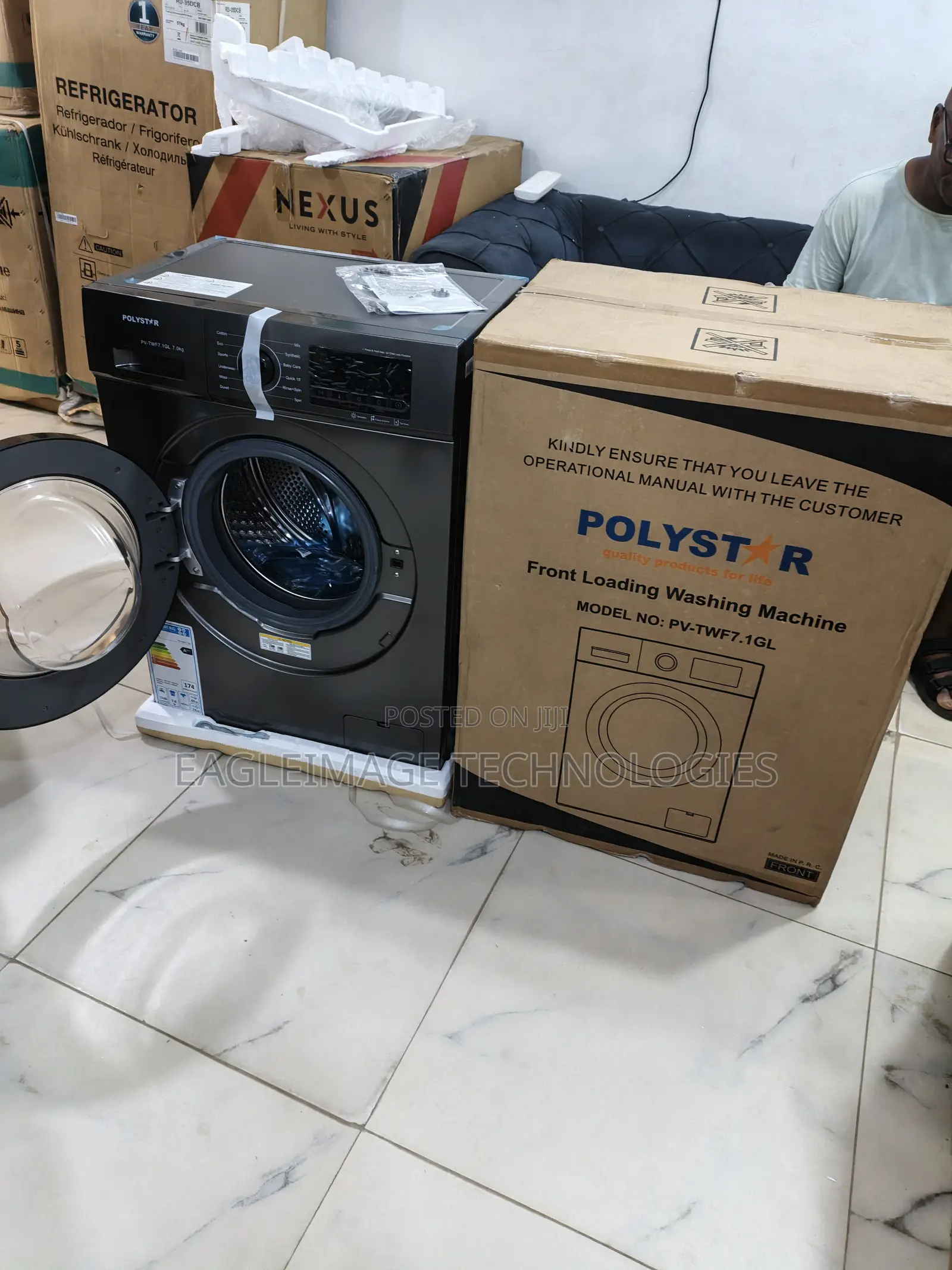 Polystar 7kg Automatic Front Load Washer – Black