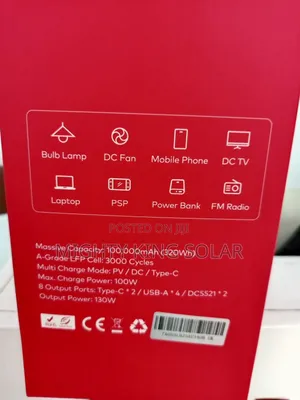 100,000mah 130w Item Solar Gen